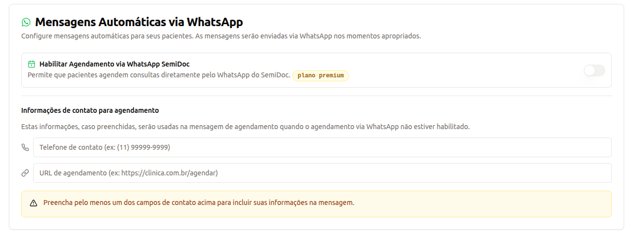 Exemplo de mensagem de confirmação de agendamento